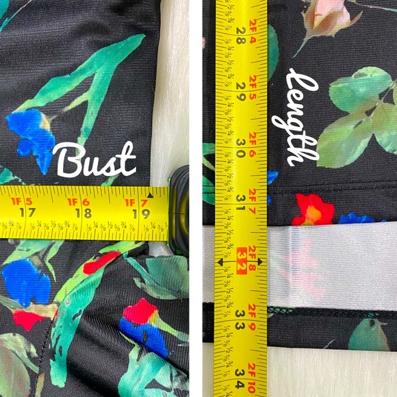 Adidas Floral Dress Athleisure Streetwear Y2K Black Print Mini Tunic New - Picture 11 of 12